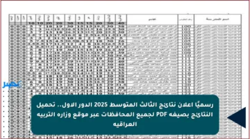 رسميًا إعلان نتائج الثالث المتوسط 2025 الدور الأول.. تحميل النتائج بصيغة PDF لجميع المحافظات عبر موقع وزارة التربية العراقية